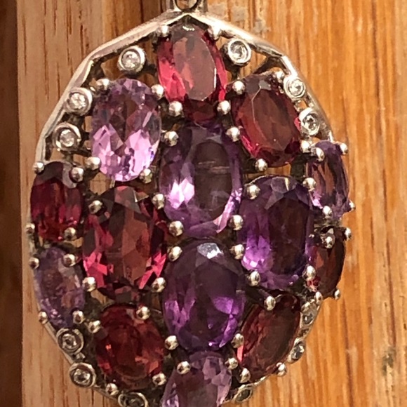 NWOT Sterling Silver Amethyst & Rhodolite Garnet Necklace - Picture 4 of 8